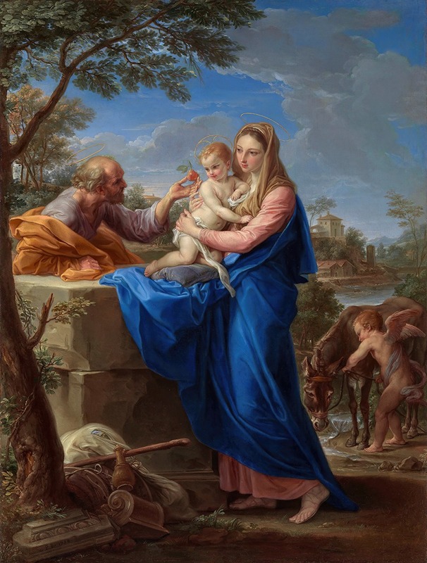 The Rest On The Flight Into Egypt by Помпео Батони, 1758 — digital art print download
