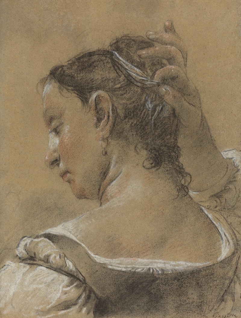A Young Woman Fixing Her Hair — Domenico Maggiotto