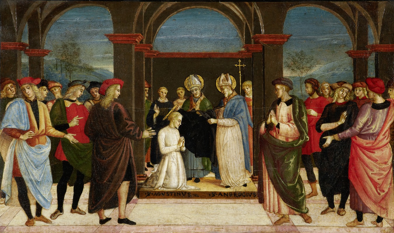 Saint Ambrose vesting Saint Augustine by Umbrian Master — digital art print download