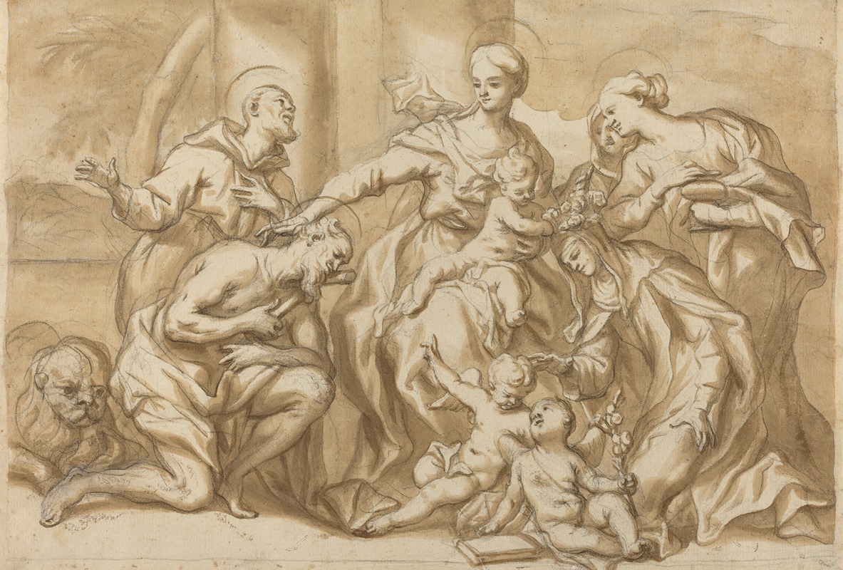 Madonna Surrounded by Saints by Доменико Пиола — digital art print download