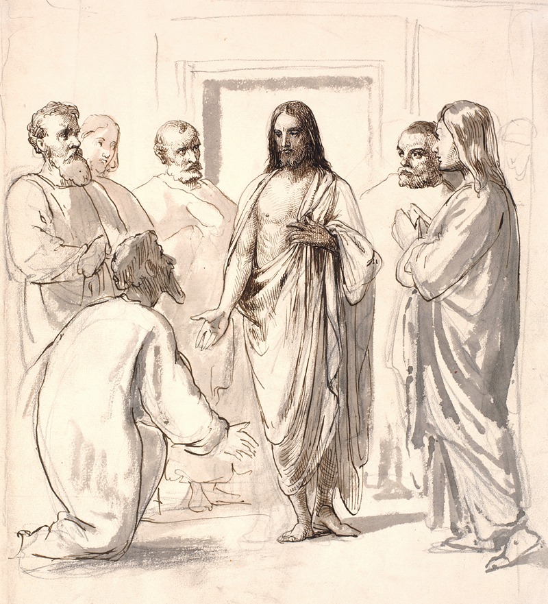 Christ and the doubting Thomas by Вильгельм Марстранд, 1870 — digital art print download