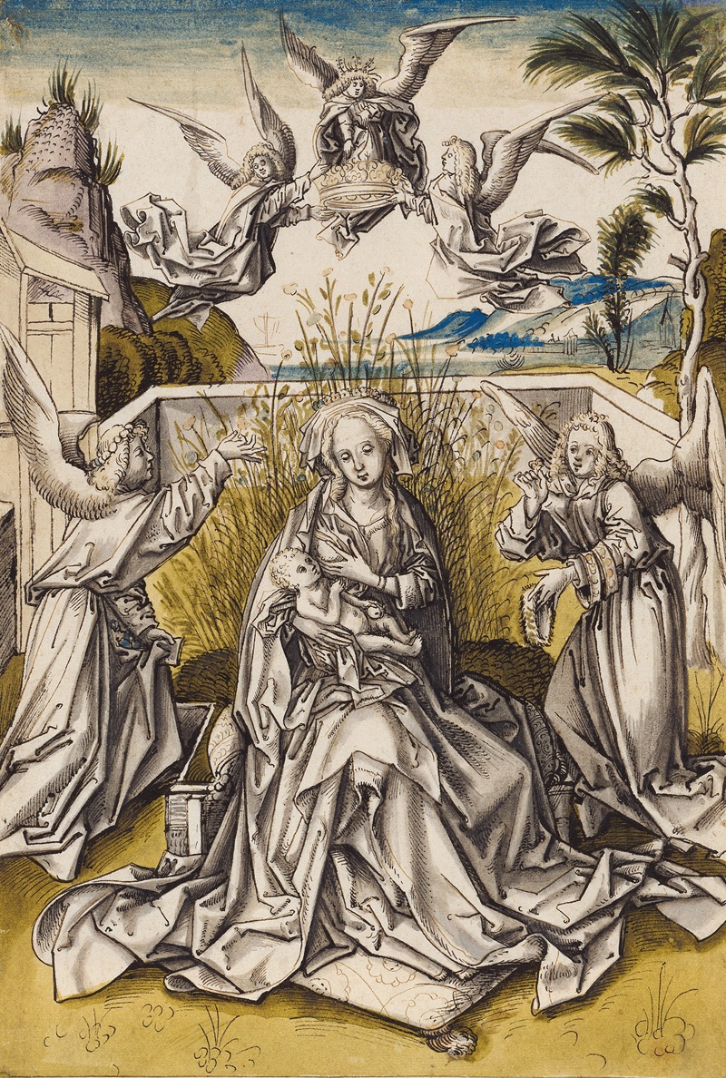 Madonna with angels in a landscape — Workshop of Hans Holbein the elder