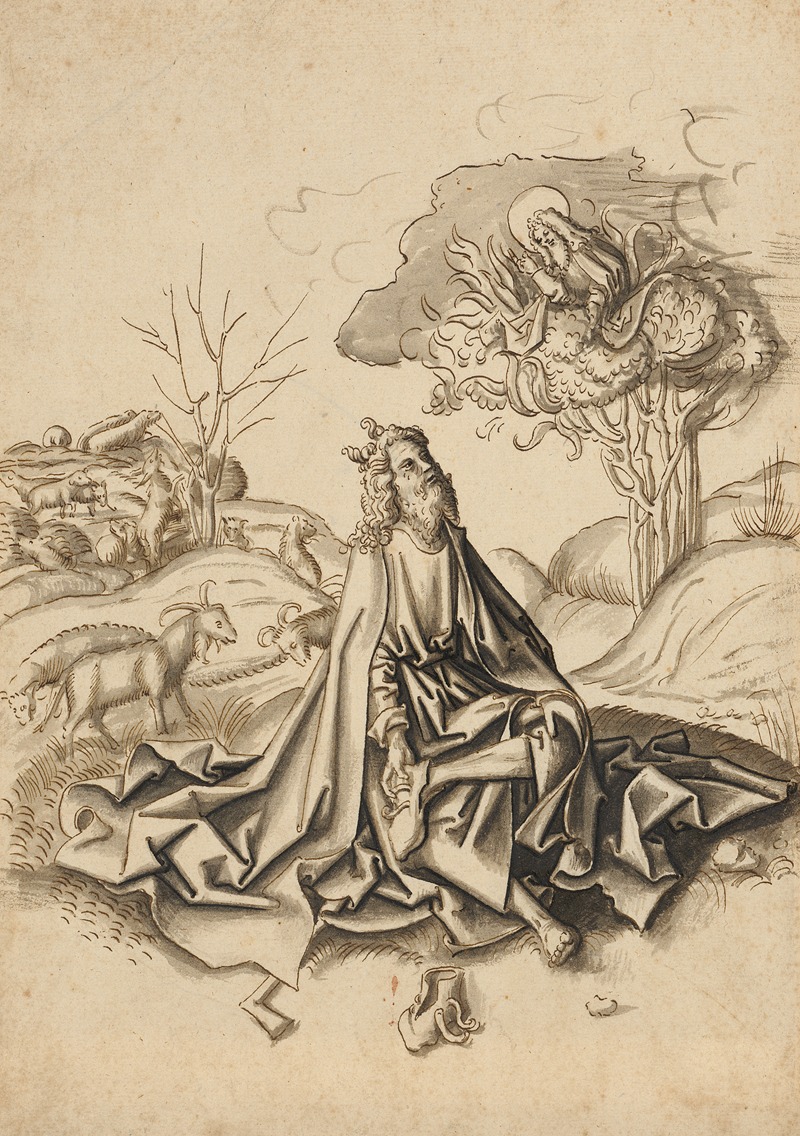 Moses at the burning bush by Workshop of Hans Holbein the elder, 1500 — digital art print download