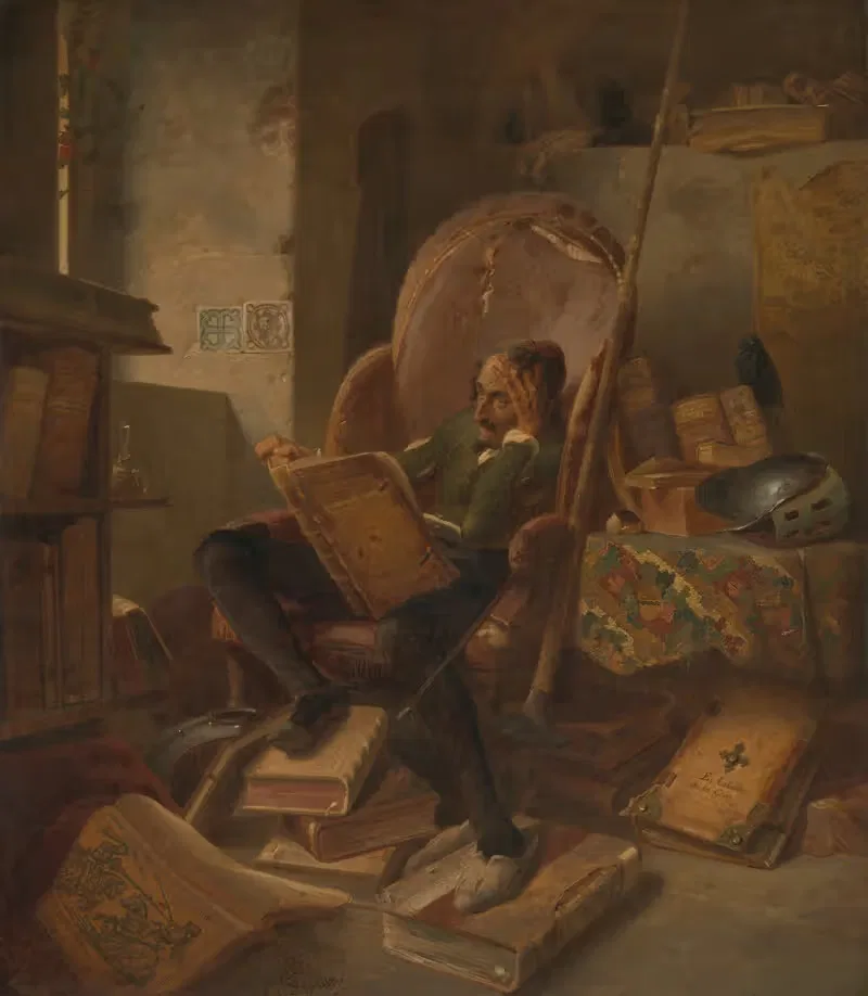 Don Quixote in his study by Adolf Schrödter, 1861 — digital art print download