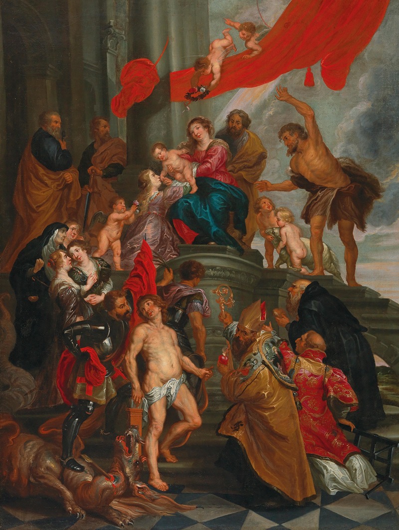 Madonna and Child with Saints — Follower of Peter Paul Rubens