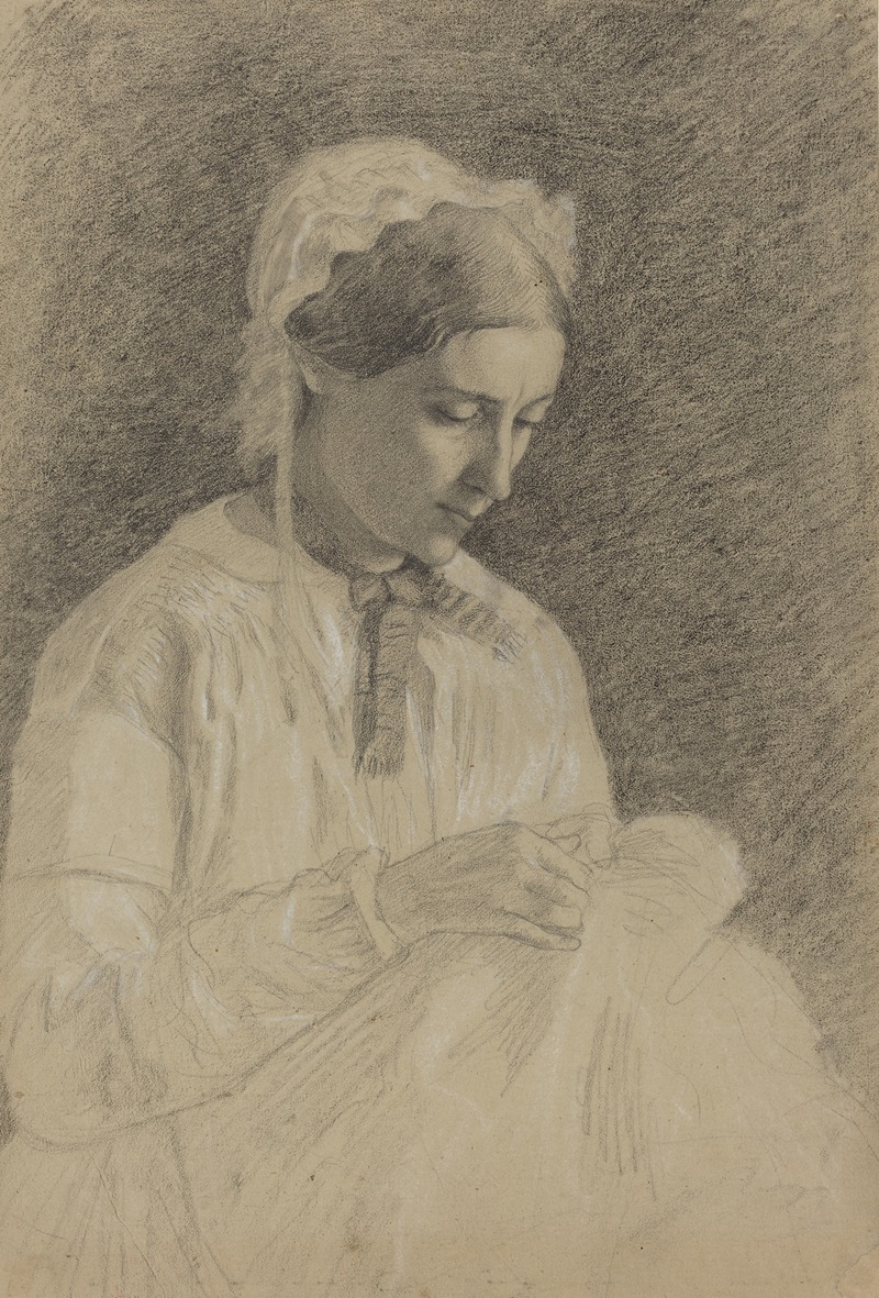 Woman Embroidering by Эдгар Дега, 1855-1860 — digital art print download