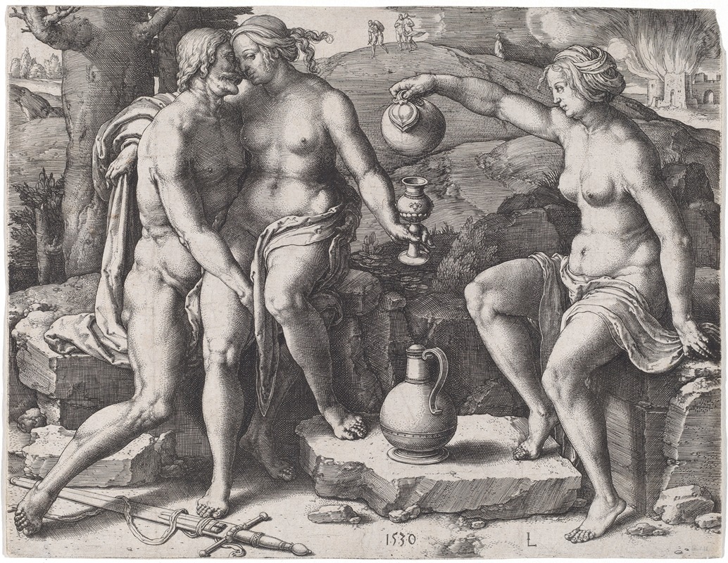 Lot and His Daughters by Лукас Ван Лейден, 1530 — digital art print download