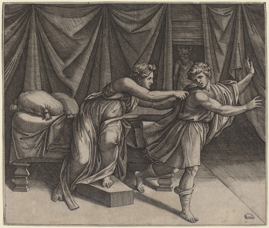 Joseph and Potiphar's Wife by Marcantonio Raimondi — digital art print download