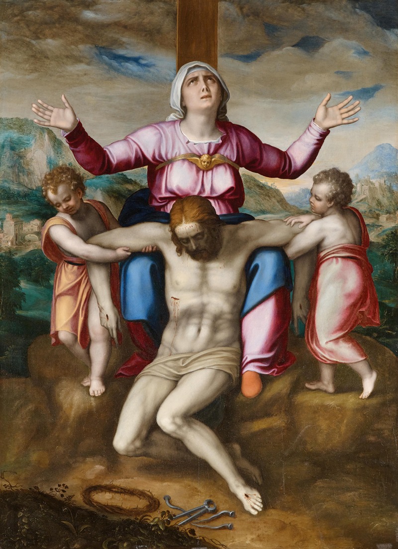 The Pietà with two Angels by Marcello Venusti — digital art print download