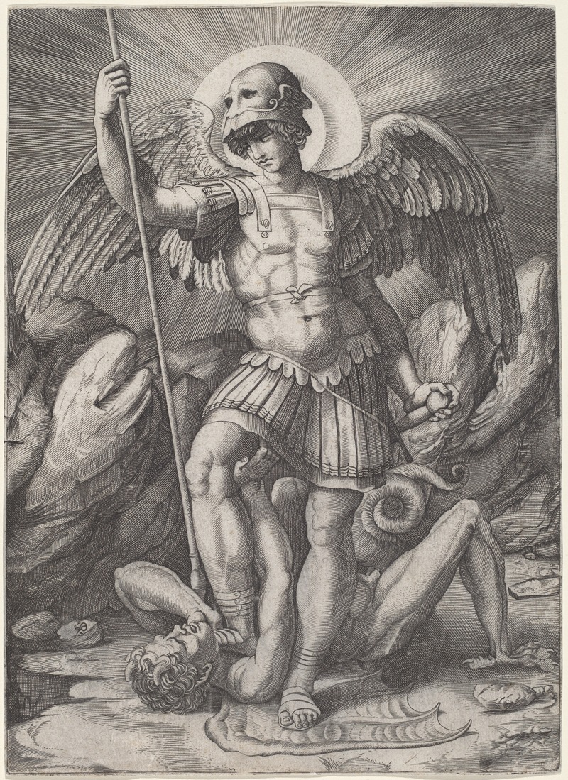 Saint Michael by Marco Dente, c. 1520 — digital art print download