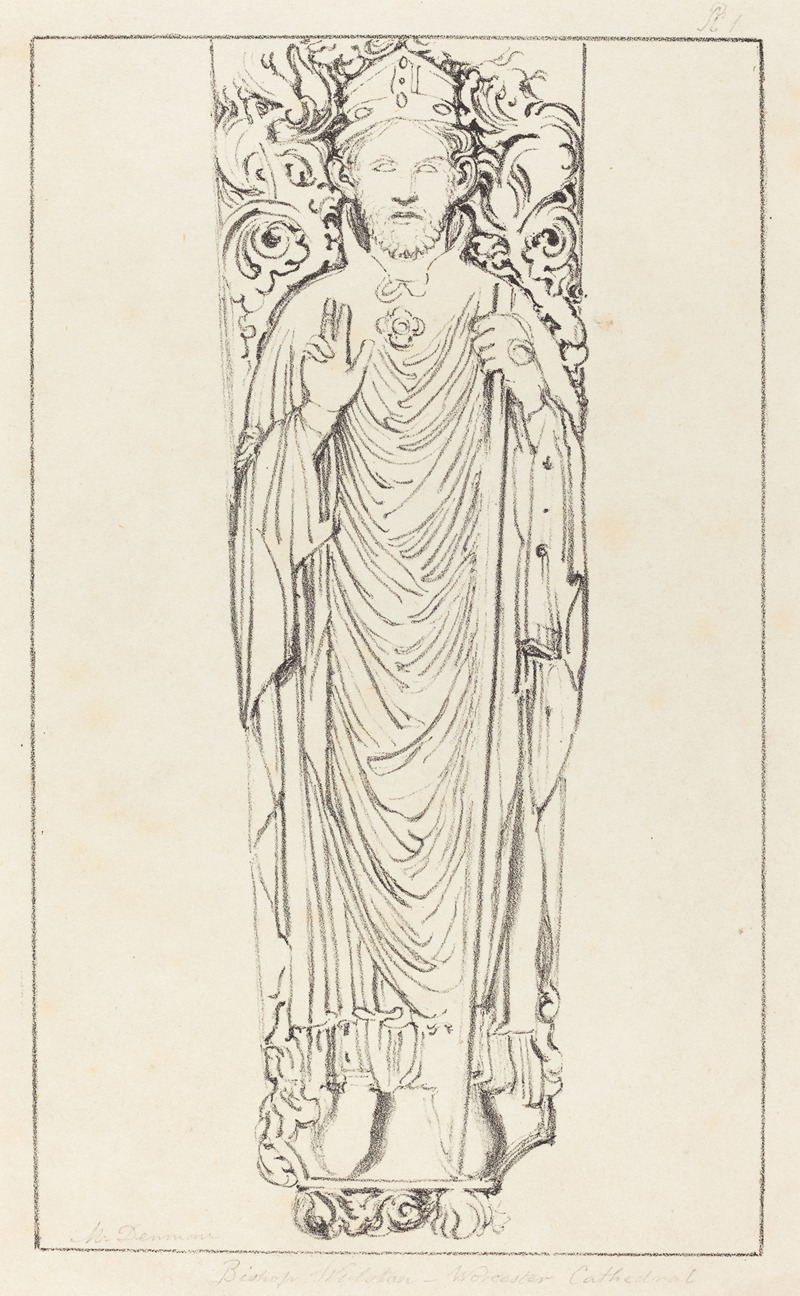 Bishop Wulstan, in Worcester Cathedral by Maria Denman, 1829 — digital art print download