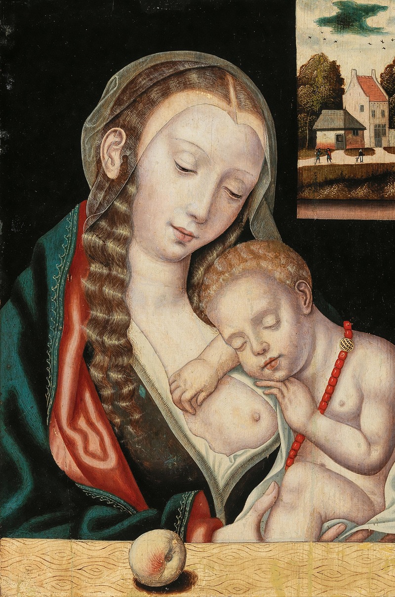 The Virgin and Child seated before a ledge by The Master of the Parrot — digital art print download