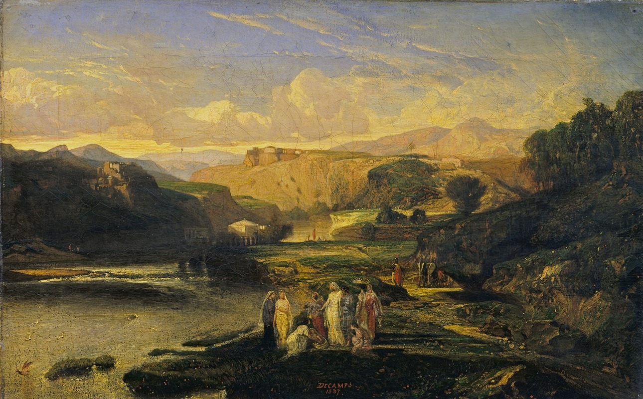 The Finding of Moses by Александр-Габриэль Декамп, 1837 — digital art print download
