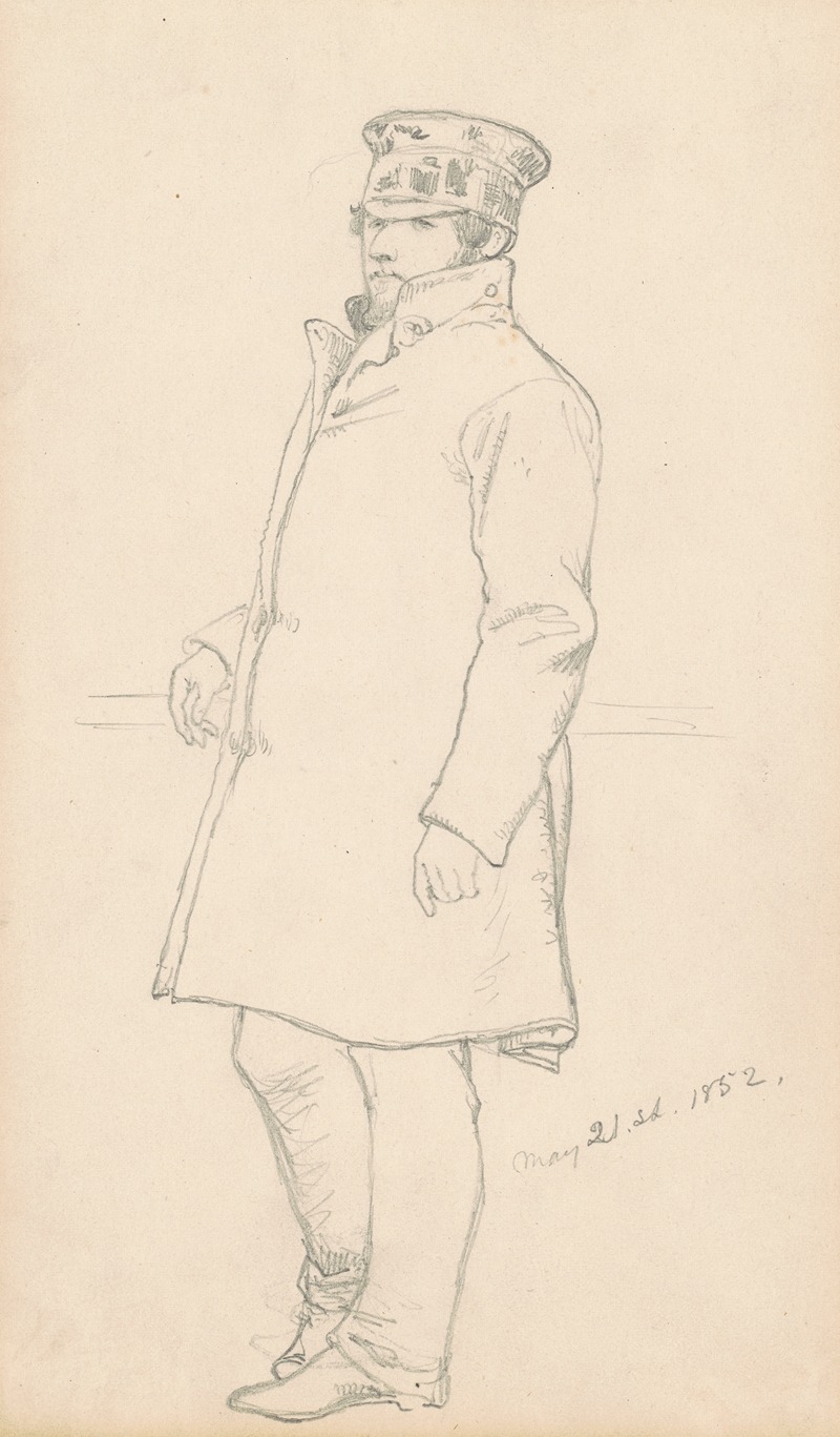 Man in Cap and Coat by Эмануэль Готлиб Лойце, 1852 — digital art print download