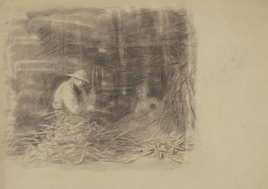 Farmers Shucking Corn (recto) by Инох Вуд Перри-младший — digital art print download