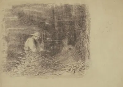 Farmers Shucking Corn (recto) by Enoch Wood Perry Jr. — digital art print download
