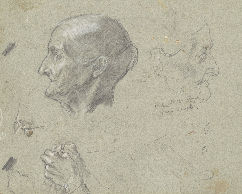 Studies of an Elderly Woman Knitting — Enoch Wood Perry Jr.