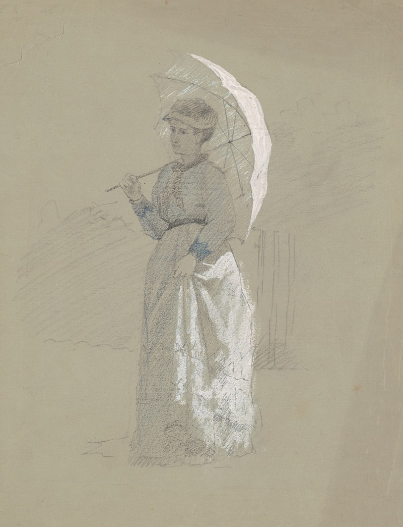 Woman with Parasol by Инох Вуд Перри-младший, c. 1870 — digital art print download