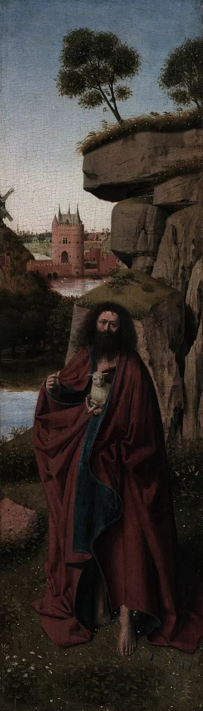 Saint John the Baptist in a Landscape by Петр Христус, c. 1445 — digital art print download
