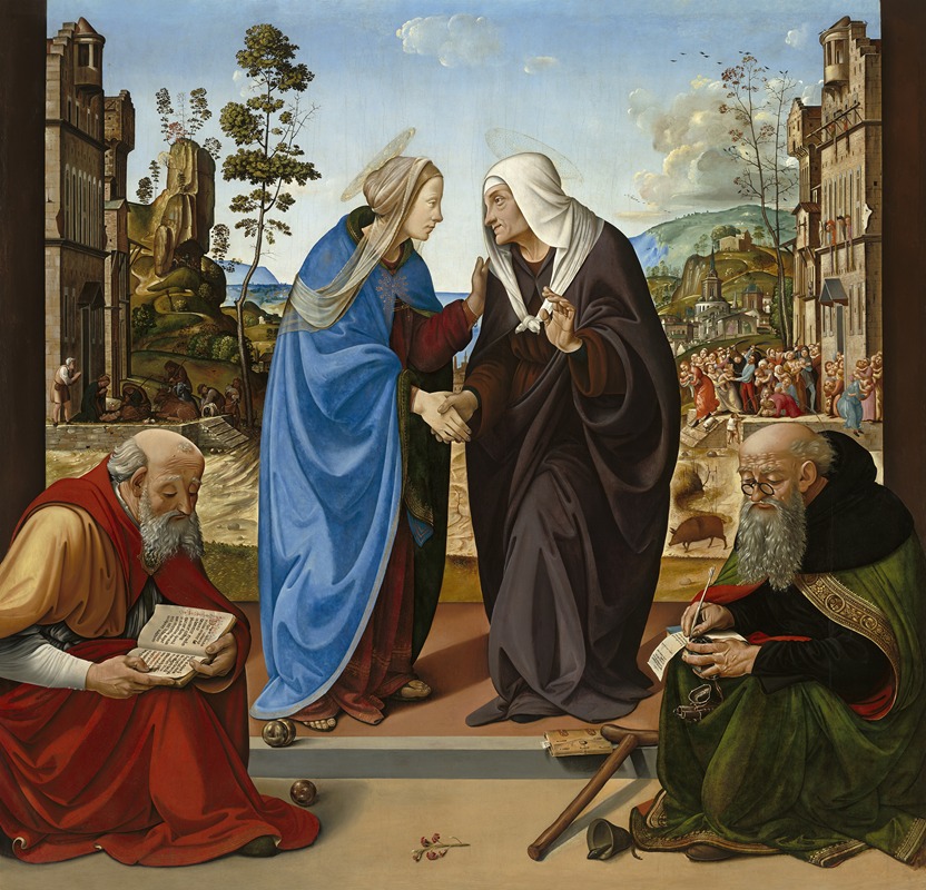 The Visitation with Saint Nicholas and Saint Anthony Abbot — Piero di Cosimo