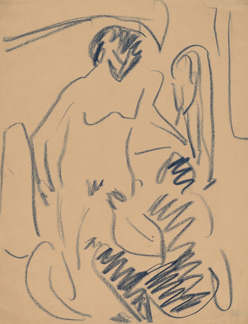 Nude on the Beach by Ernst Ludwig Kirchner, 1910 — digital art print download