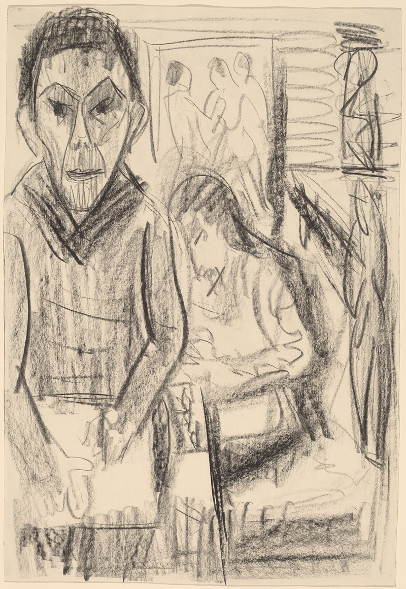 Self-Portrait in the Studio by Ernst Ludwig Kirchner, 1923 — digital art print download