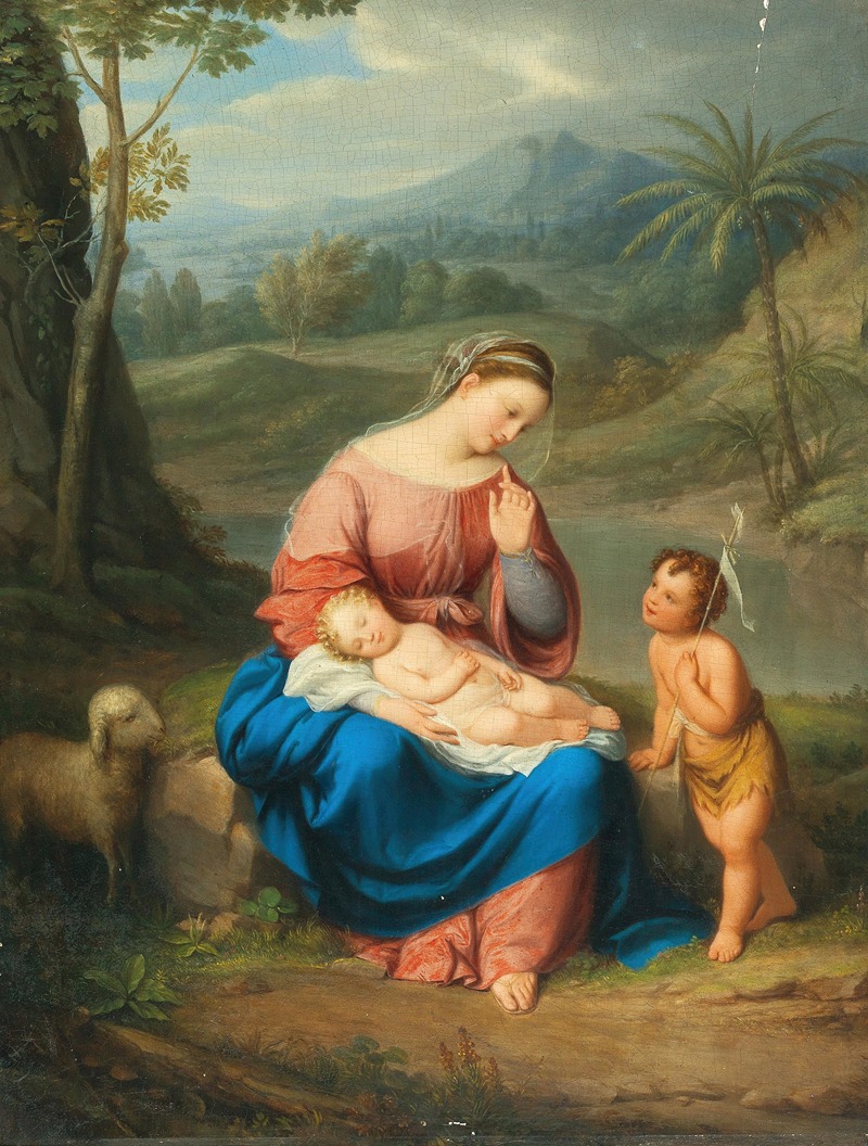 Maria with Jesus and John by Аноним — digital art print download