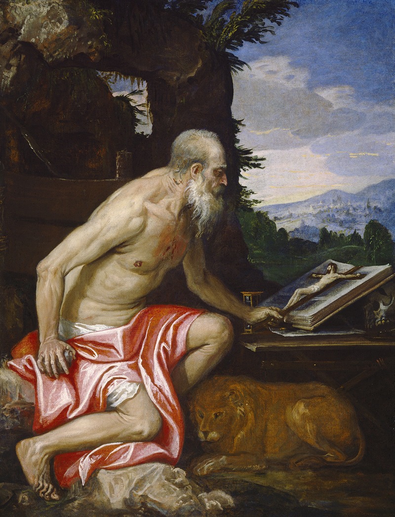 Saint Jerome in the Wilderness by Veronese Workshop (Possibly Benedetto Caliari) — digital art print download