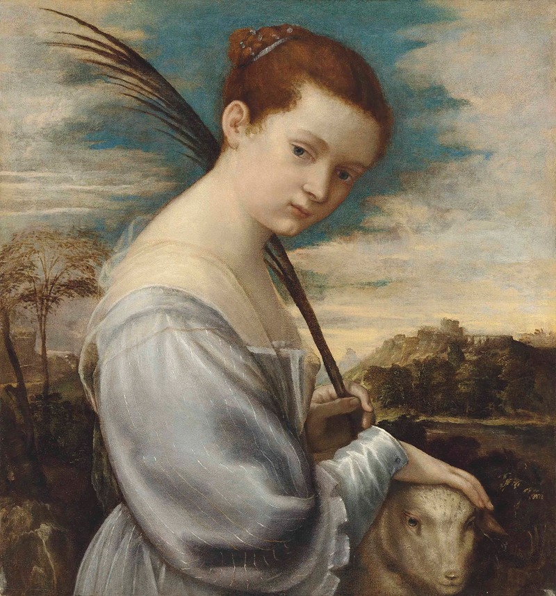 Saint Agnes by Последователь Тициана — digital art print download
