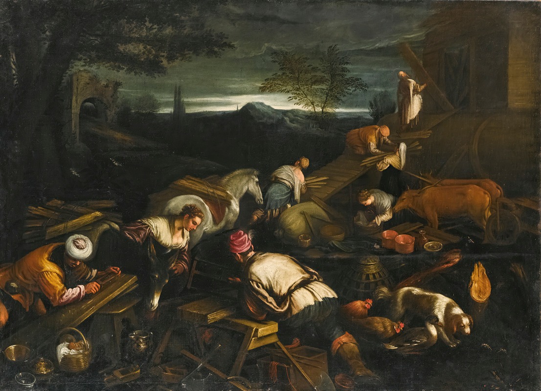 Noah Leading The Animals Onto The Ark — Follower of Jacopo da Ponte