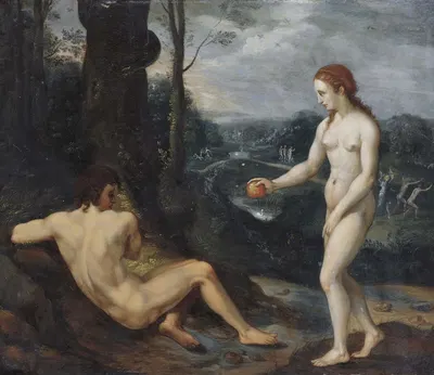 The Temptation Of Adam And Eve by Laurentius de Neter, 1639 — digital art print download