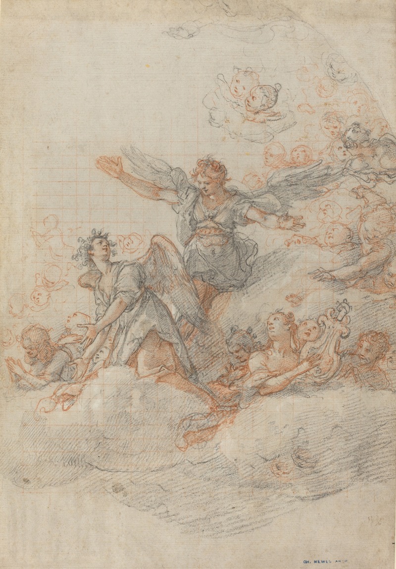 Angels and Putti in the Clouds by Federico Zuccaro, 1566 — digital art print download