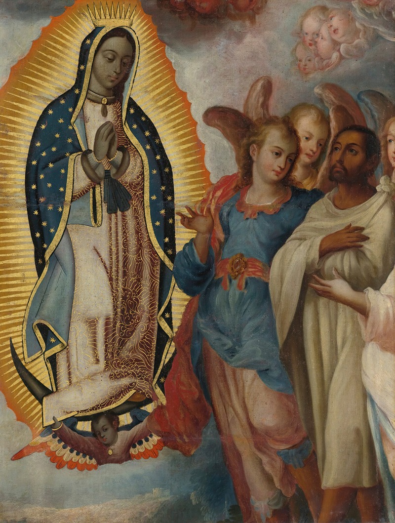 Virgen De Guadalupe Con Juan Diego — Mexican School