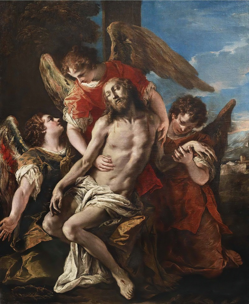 Christ Mourned By Three Angels by Себастьяно Риччи — digital art print download