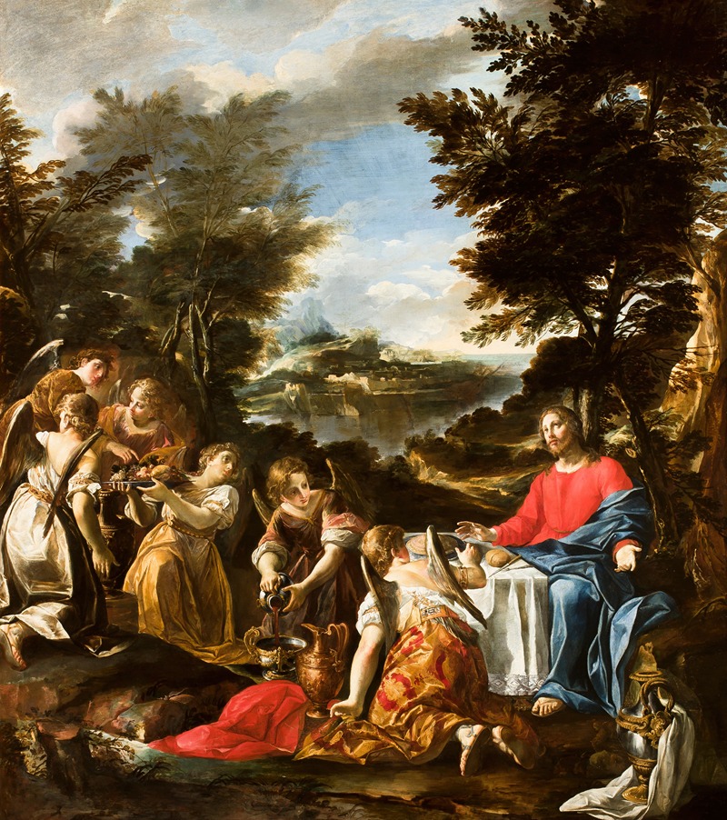 Christ Served by Angels by Аноним — digital art print download