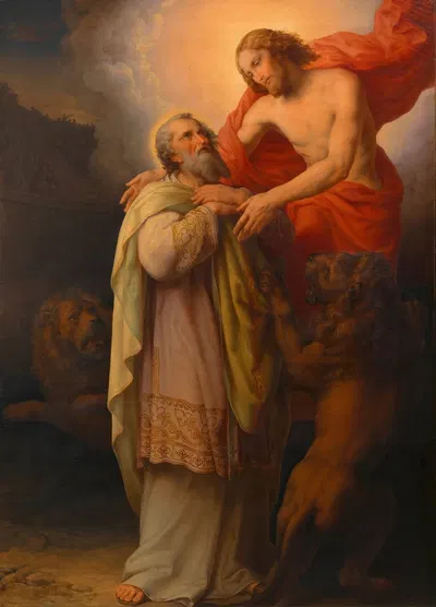 Verklärung des Hl. Ignatius (Bischof von Antiochien) by Leopold Kupelwieser, 1858 — digital art print download