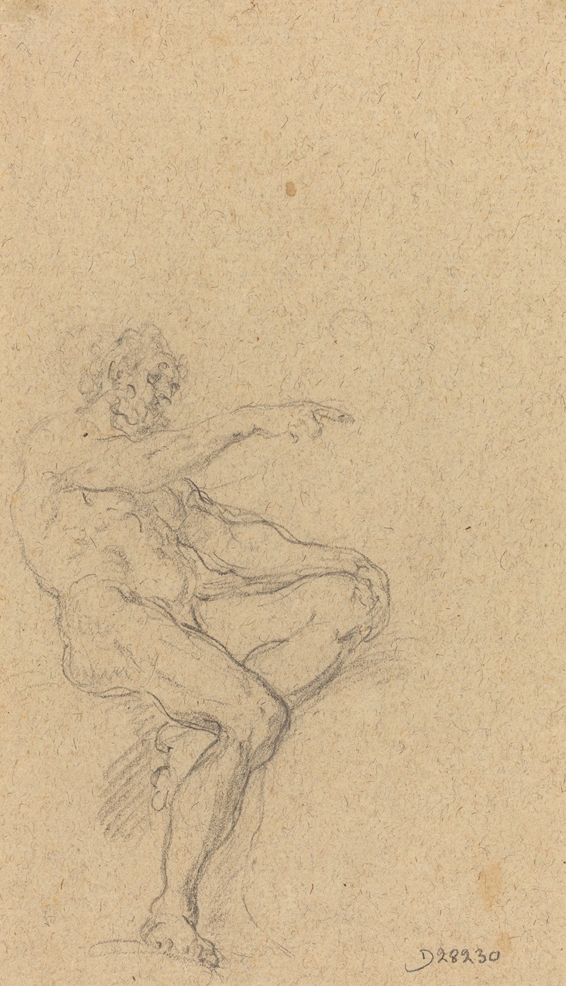 A Seated Nude Man Pointing to the Right — Francesco Solimena