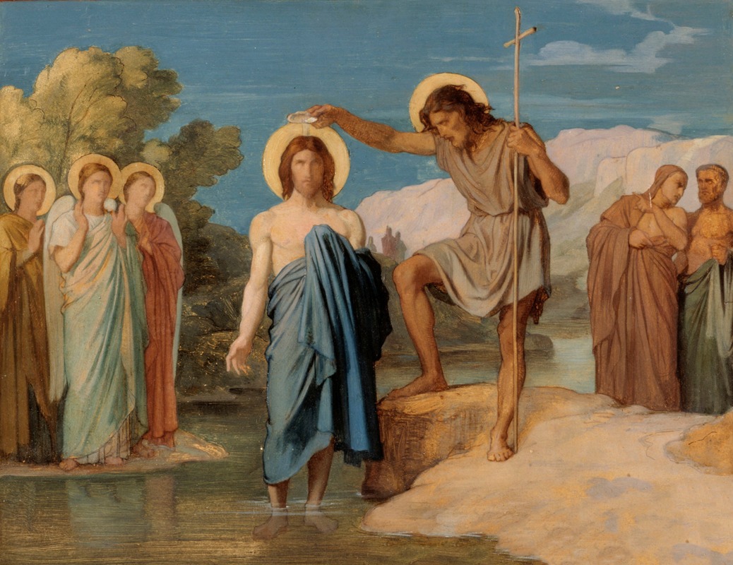 Le baptême du Christ by Жан-Ипполит Фландрен, 1858 — digital art print download