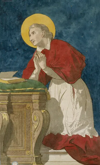 Saint Ecclésiastique en prière by Проспер Лафай — digital art print download