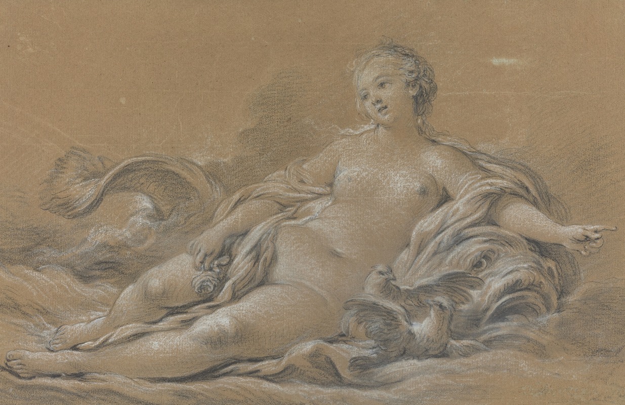 Venus Reclining on a Dolphin by Франсуа Буше, c. 1745 — digital art print download