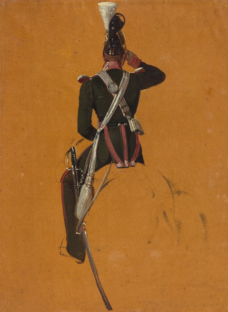 A Mounted Cavalry Officer Seen from Behind by Франц Адам — digital art print download