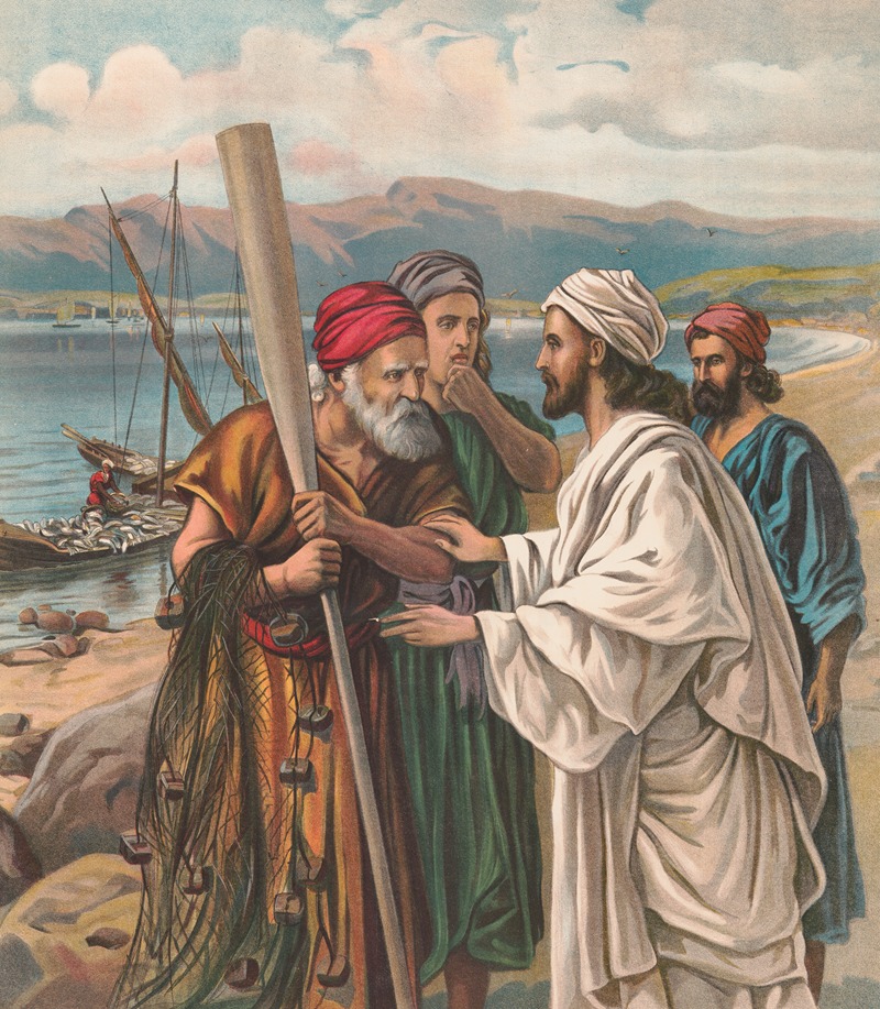 Jesus calling fishermen by Providence Lith. Co, 1905 — digital art print download