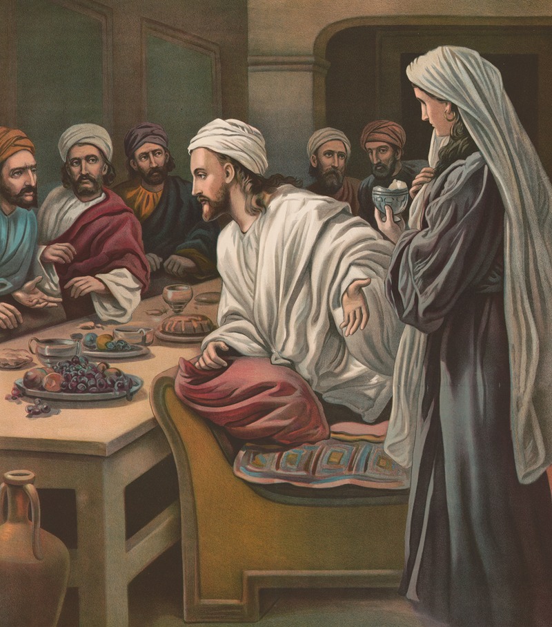 Jesus anointed in Bethany by Providence Lith. Co, 1906 — digital art print download