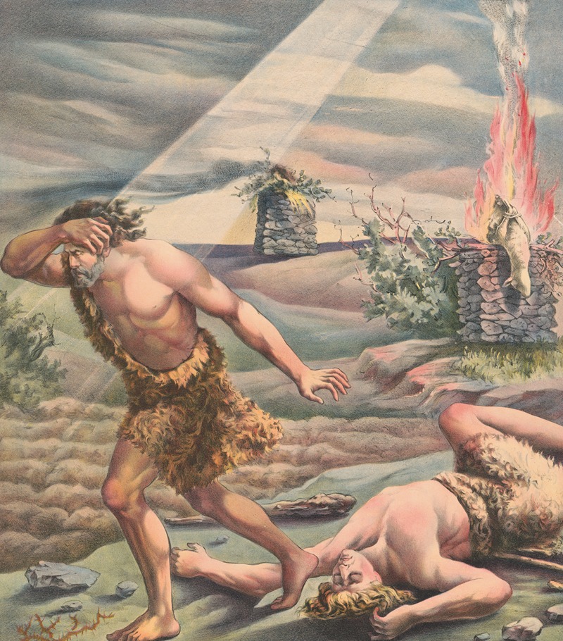 The killing of Abel by Providence Lith. Co, 1905 — digital art print download