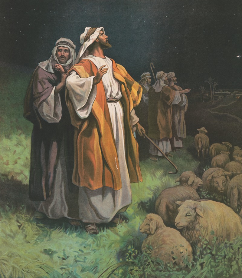 The shepherds find Jesus by Providence Lith. Co, 1906 — digital art print download