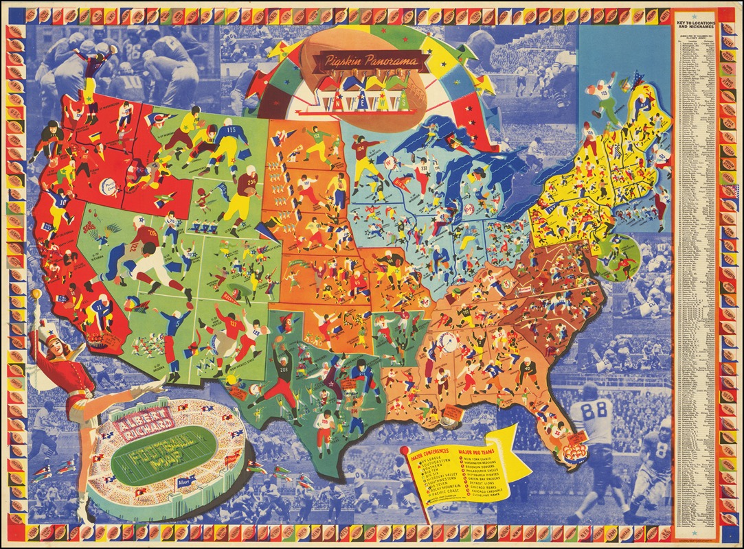 Albert Richard Football Map by Albert Richard, 1939 — digital art print download