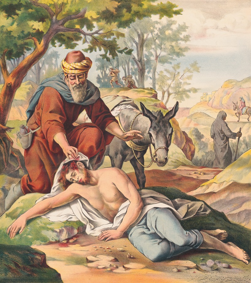 The good Samaritan by Stecher Litho. Co, 1905 — digital art print download