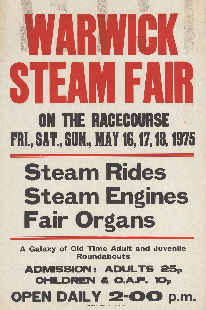 Warwick Steam Fair on the Racecourse by Alpha Printing Services, 1975 — digital art print download