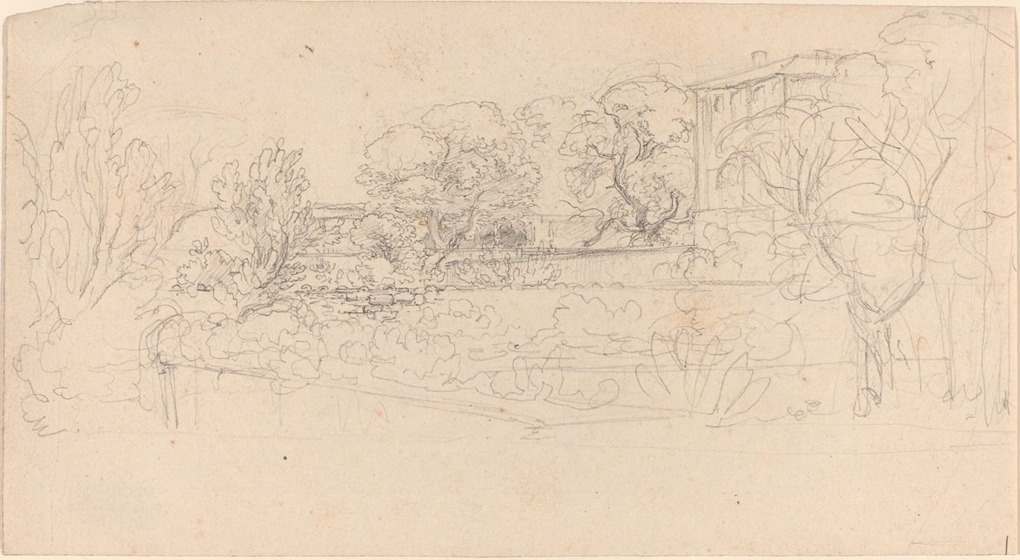 A Terraced Garden by a Villa by Фридрих Салатэ — digital art print download