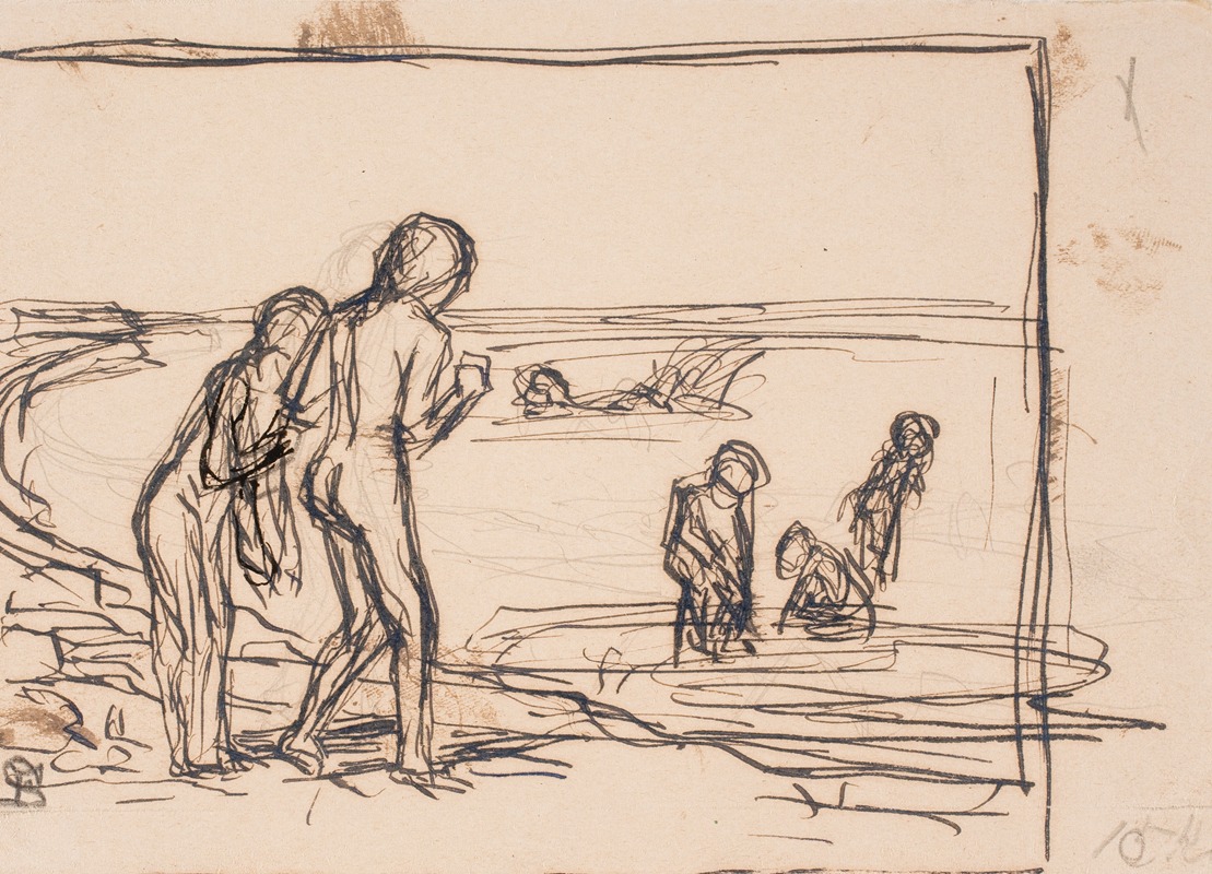 Badende børn på stranden by Фриц Сиберг, 1903 - 1906 — digital art print download